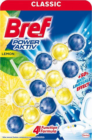 Bref Power Aktiv Lemon 3x50g kuličky | Čistící, dezinf.prostř., dezodoranty - Přípravky na WC - Závěsy na WC a pissoárové kostky Bref Power Aktiv Lemon 3x50g kuličky | Čistící, dezinf.prostř., dezodoranty - Přípravky na WC - Závěsy na WC a pissoárové kostky